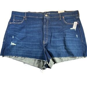 Old Navy Sky Hi A-Line Shorts Plus 28W‎ High Rise Distressed Dark Wash NWT
